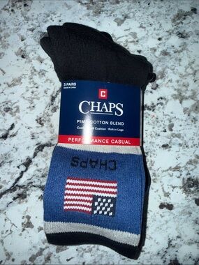3 Pack Chaps Pima Cotton Blend Socks. Size 10-13